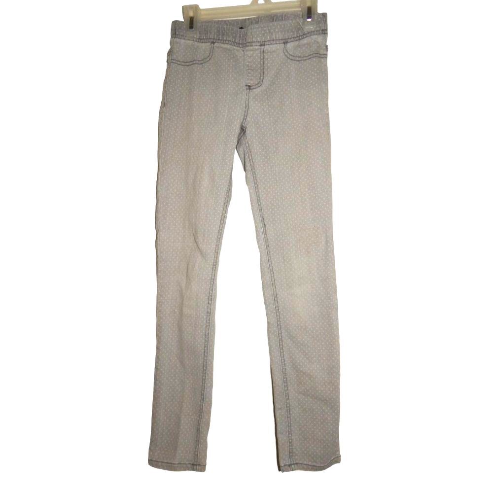 Jordache girls size 10 stretchy gray denim legging jeans with polka dot print